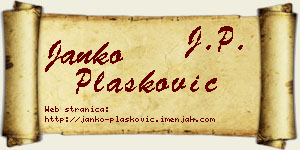 Janko Plasković vizit kartica